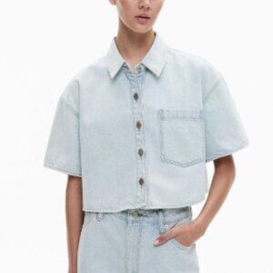 NWT Witchery Denim Crop Shirt - Washed Denim